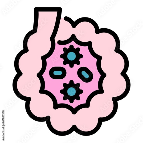 Intestine probiotics icon. Outline intestine probiotics vector icon color flat isolated