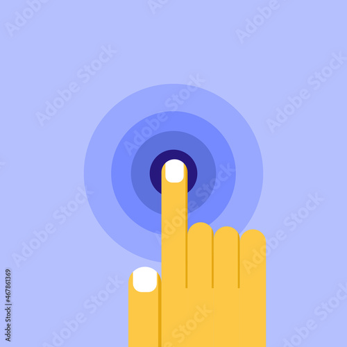 Index finger touching a circle that establishes a connection