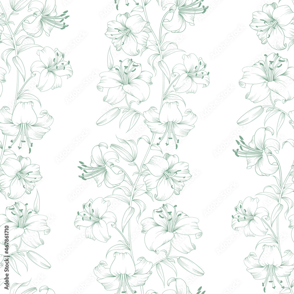 Seamless pattern from flowers of lilies on a white background. Seamless pattern from flowers of lilies on a white background.