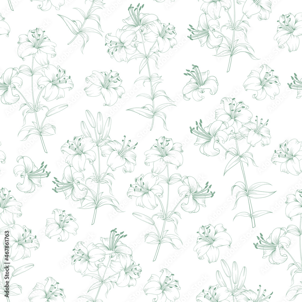 Seamless pattern from flowers of lilies on a white background. Seamless pattern from flowers of lilies on a white background.
