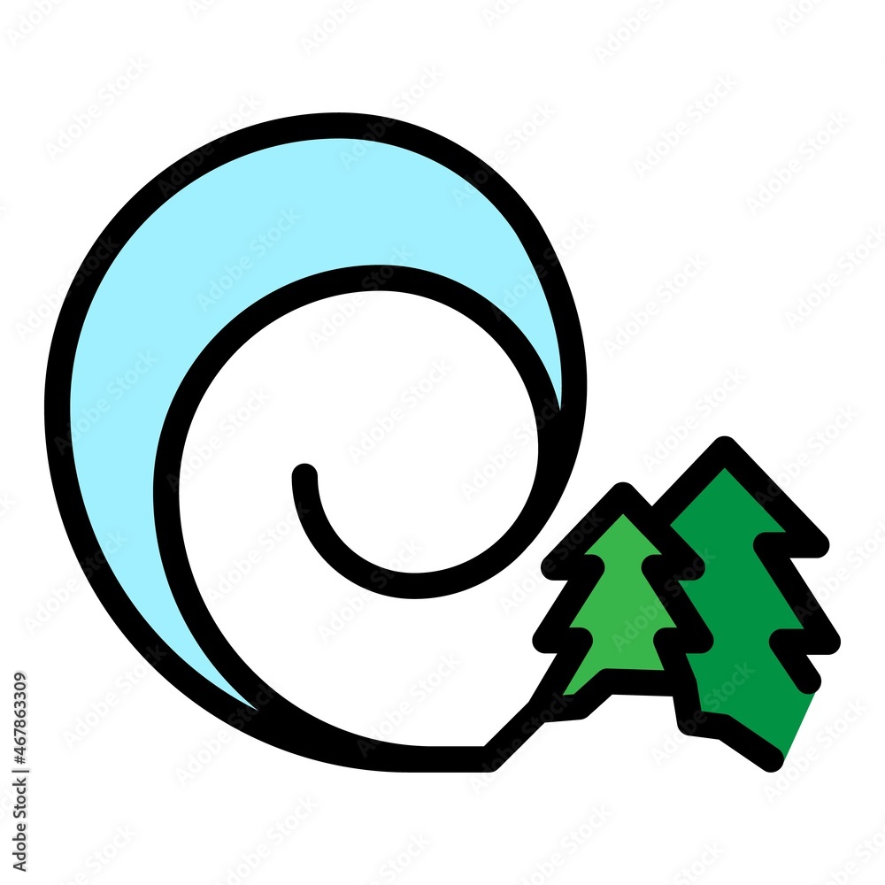 Forest in fire flame icon. Outline forest in fire flame vector icon thin line color flat on white Forest in fire flame icon. Outline forest in fire flame vector icon thin line color flat on white