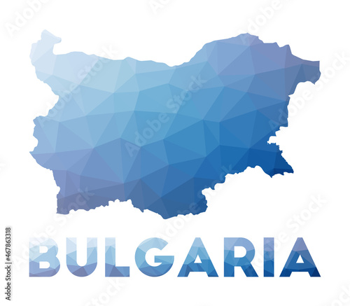 Low poly map of Bulgaria. Geometric illustration of the country. Bulgaria polygonal map. Technology, internet, network concept. Vector illustration.