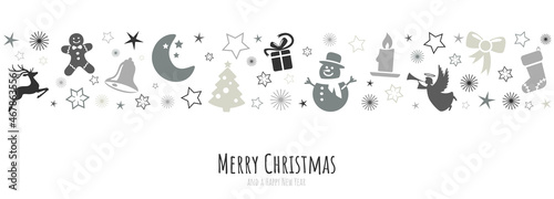 christmas greetings banner with abstract symbols