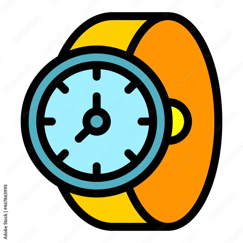 Hand watch icon. Outline hand watch vector icon color flat isolated Hand watch icon. Outline hand watch vector icon color flat isolated