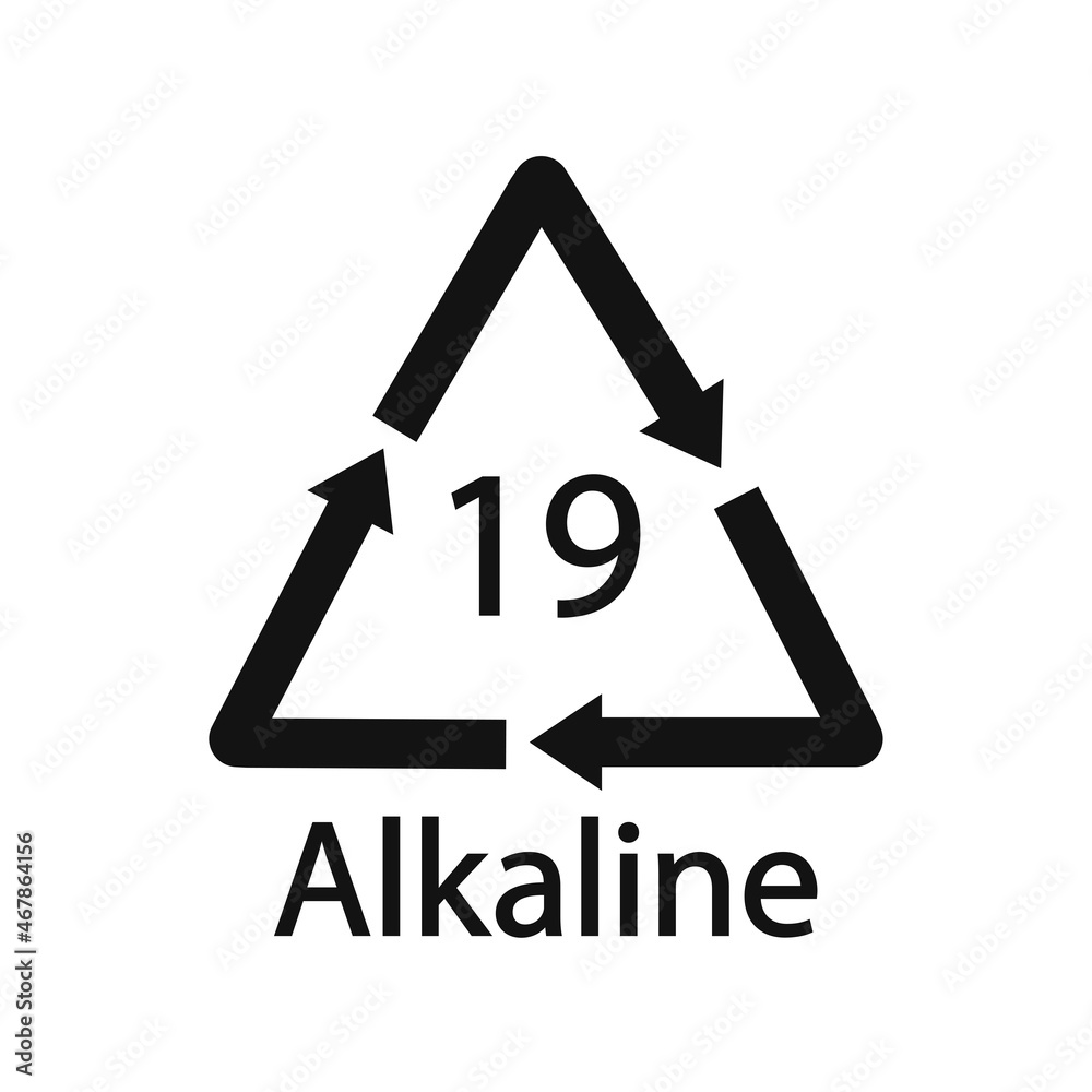 Battery recycling code Alkaline 19 . Vector illustration
