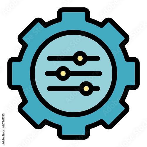 Adaptation cog icon. Outline adaptation cog vector icon color flat isolated