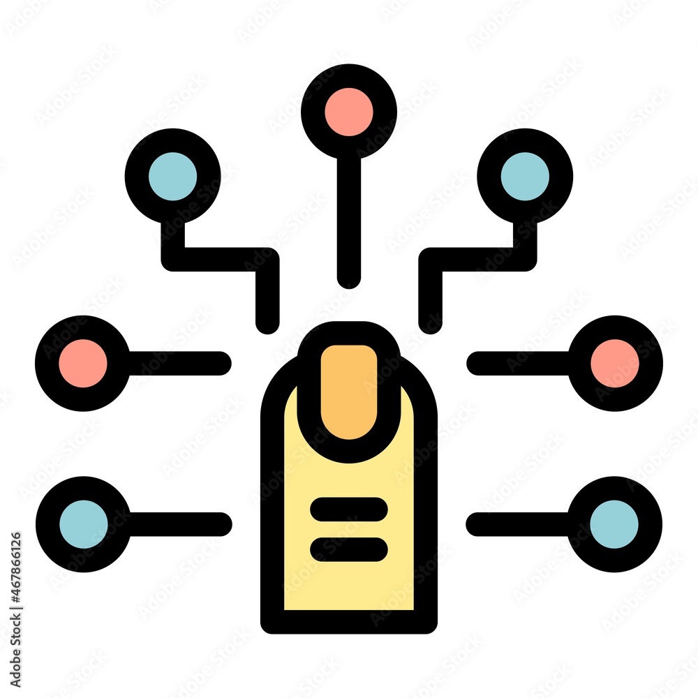 Fingerprint adaptation icon. Outline fingerprint adaptation vector icon color flat isolated