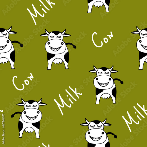 Cute cows seamless pattern vector, design for world milk day, kids, decorating, wallpaper, wrapping paper, fabric, backdrop 