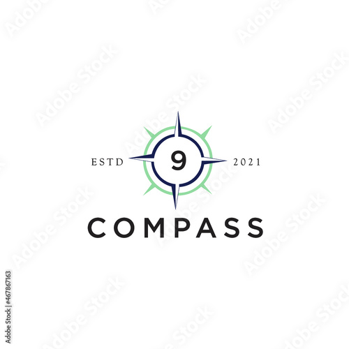 Initial 9 compass logo designs