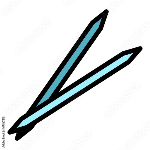 Bamboo toothpick icon. Outline bamboo toothpick vector icon color flat isolated