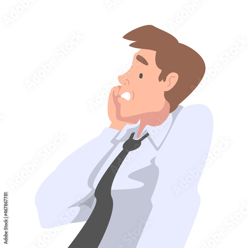 Man Office Employee Afraid of Something and Terrified Shaking with Fear Vector Illustration
