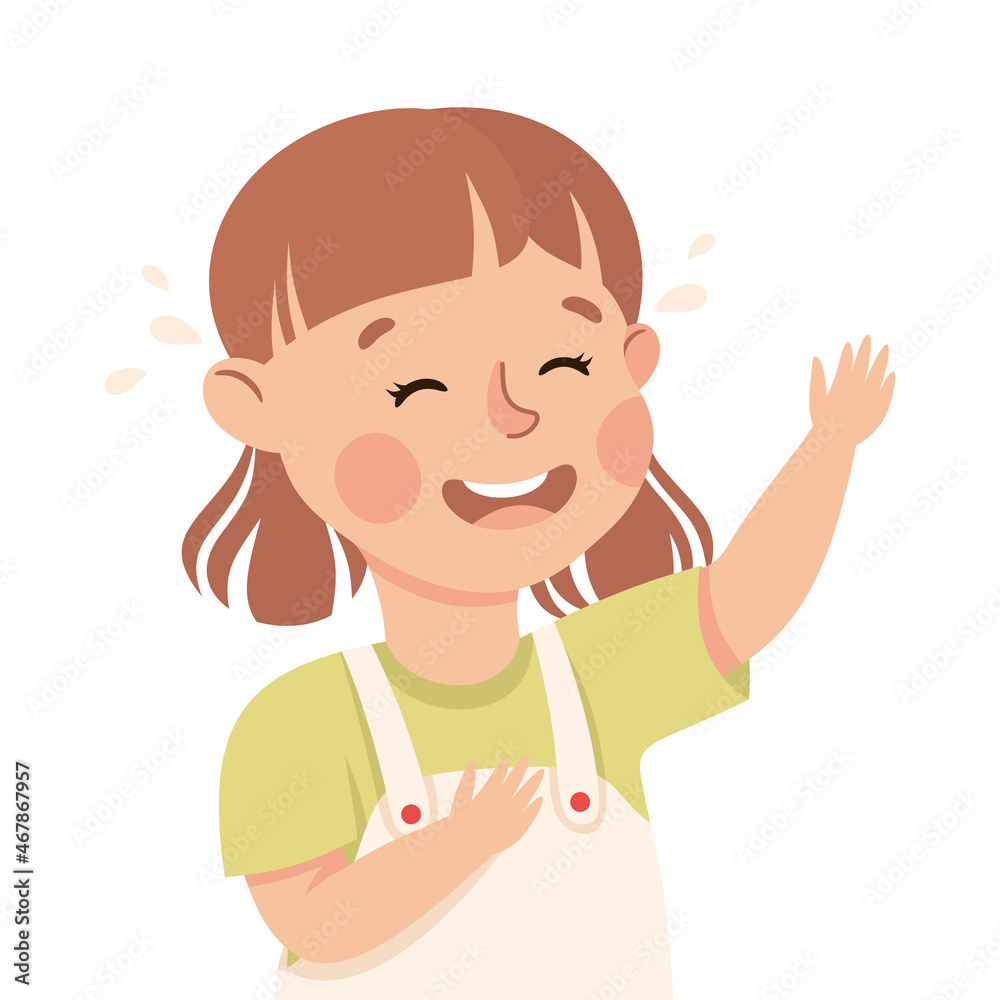 Little Girl Demonstrating Facial Expression and Emotion Laughing Vector Illustration Little Girl Demonstrating Facial Expression and Emotion Laughing Vector Illustration