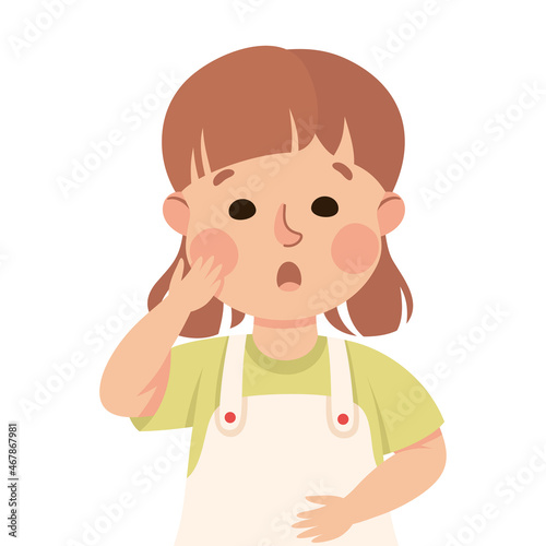 Little Girl Demonstrating Facial Expression and Emotion Gasping Vector Illustration