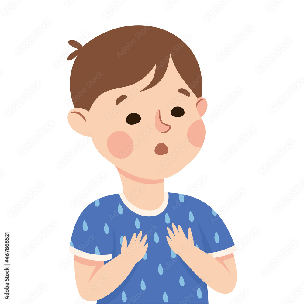 Little Boy Demonstrating Facial Expression and Emotion Gasping Vector Illustration