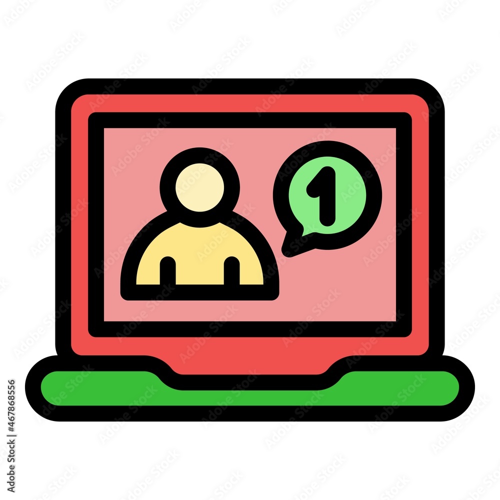 Laptop online request icon. Outline laptop online request vector icon color flat isolated
