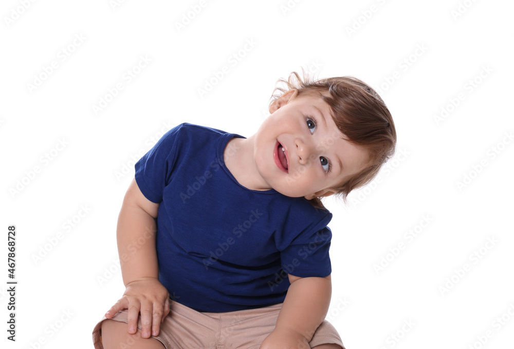 Cute little boy isolated on white. Adorable child Cute little boy isolated on white. Adorable child