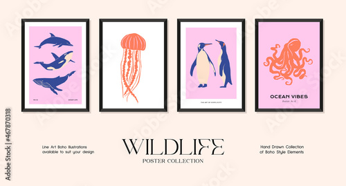 Wildlife minimalistic print poster collection