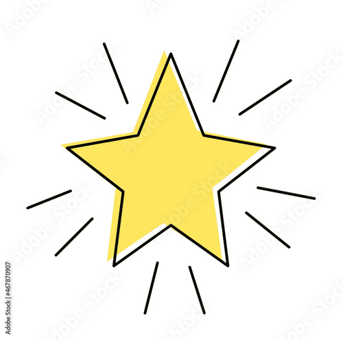 Abstract color star as line drawing on white background. Vector