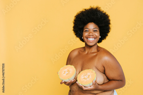 African American woman with melons