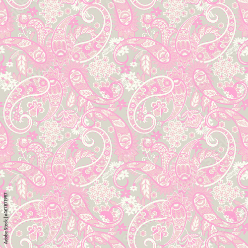 Paisley style Floral seamless pattern. Vector Ornamental Damask background