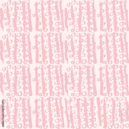 Simple vector geometric abstract seamless pattern. Monochrome pink and white minimalist repeat. Small elements in rows. Graphic texture for fabric, apparel, wallpaper.