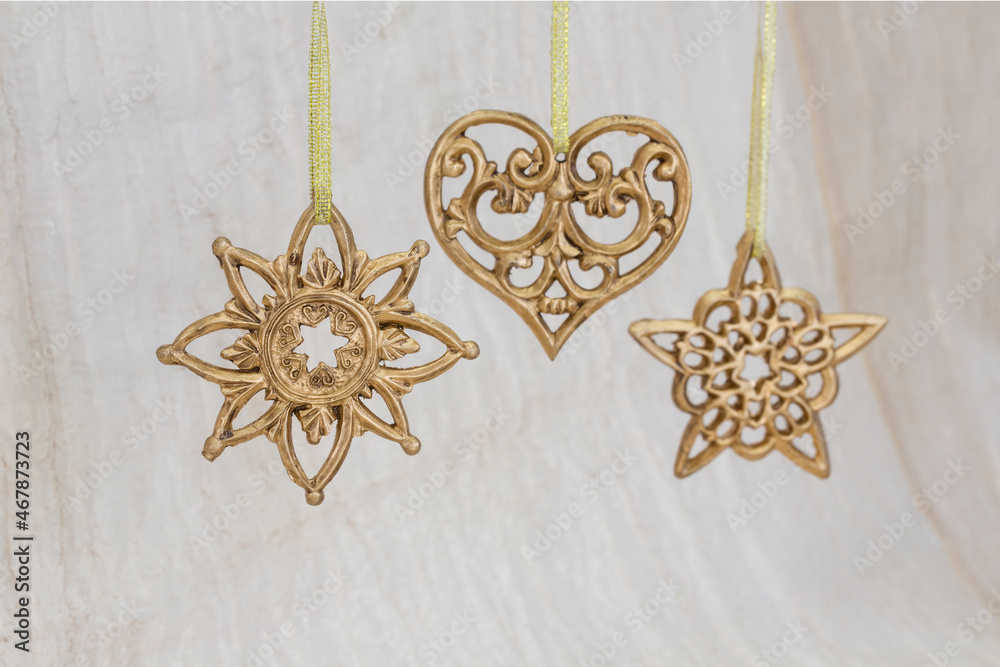 Hanging Christmas Ornaments With Copy Space Hanging Christmas Ornaments With Copy Space