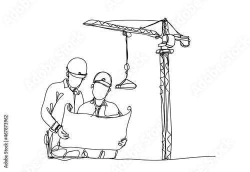 line construction, Civil engineer, Architects and worker, vector design