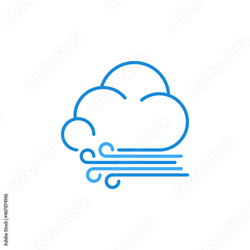 Wind and Cloud vector Meteorology outline blue icon