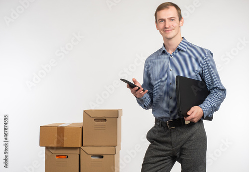 Happy business owner. He st...