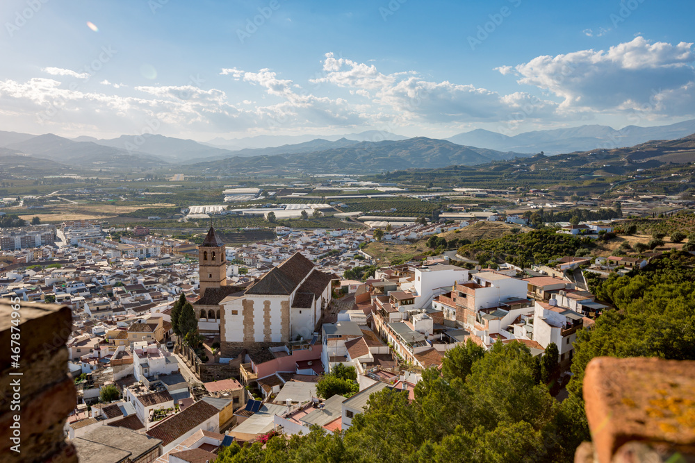 Vélez-Málaga, Andalusia, Spain. High-angle view from the medieval castle, beautiful sunny spring day
