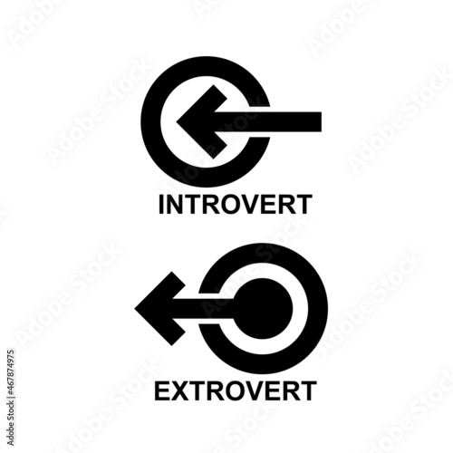 introvert icon and extrovert icon isolated on white background vector illustration. photo