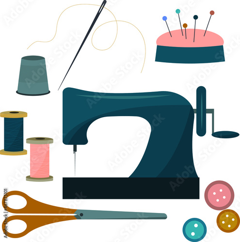 sewing machine needle and thread