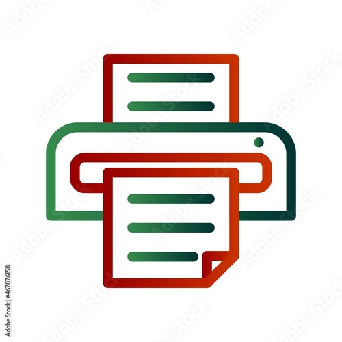 Printer Line Gradient Vector Icon Design