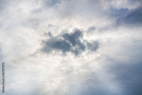 Close-up shot of partial white and grey cloud looks dramatic.