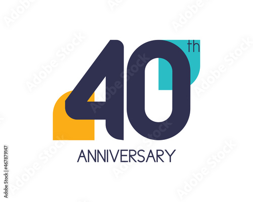 40th anniversary geometric logo. Overlap shapes for birthday design. Minimalist forty year celebration photo