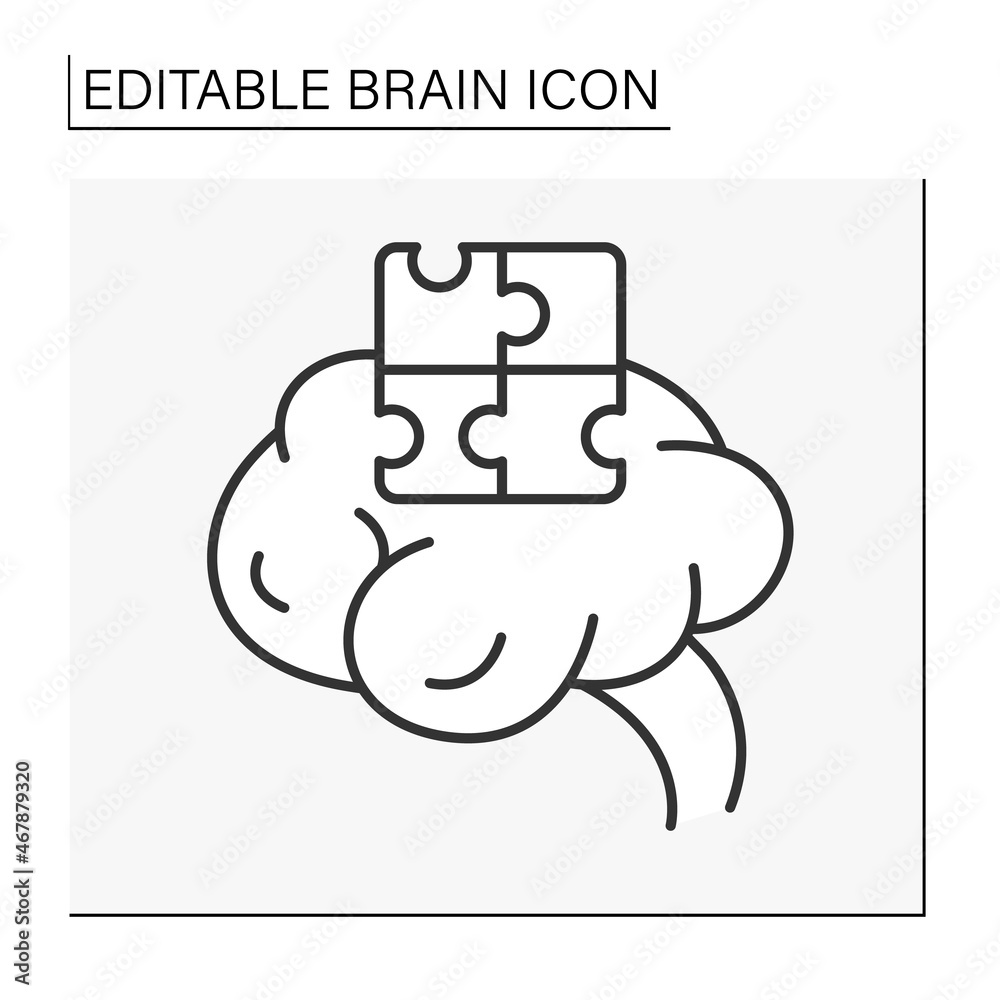 Brain line icon.Idea. Puzzle. Workout for the brain. Neurology. Brainstorming concept. Isolated vector illustration. Editable stroke Brain line icon.Idea. Puzzle. Workout for the brain. Neurology. Brainstorming concept. Isolated vector illustration. Editable stroke