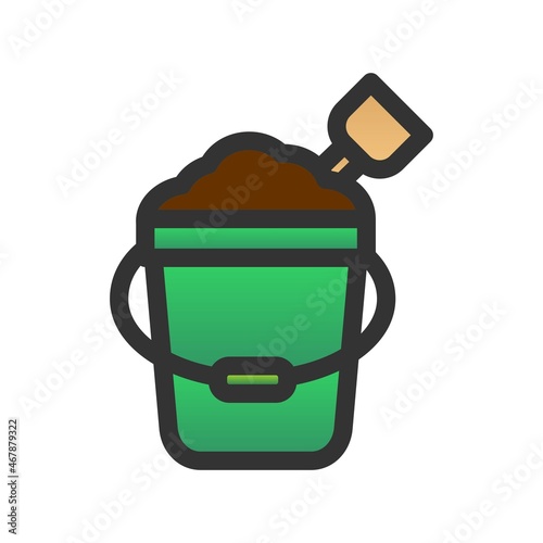 Sand Bucket Filled Gradient Vector Icon Design