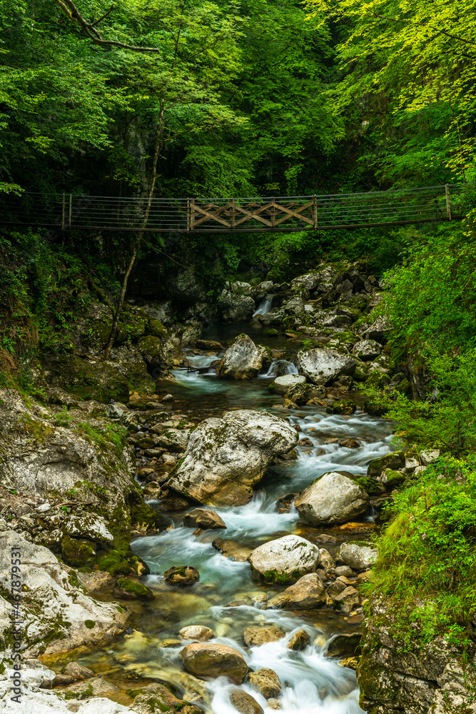 Tolmin Gorge Deep River Canyon in Slovenia Soca Valley. Wild Nature Landscape in Europe Tolmin Gorge Deep River Canyon in Slovenia Soca Valley. Wild Nature Landscape in Europe