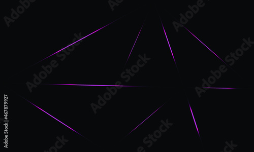 Abstract blue polygon triangles shape pattern background with golden line and lighting effect luxury style. Illustration Vector design digital technology concept.