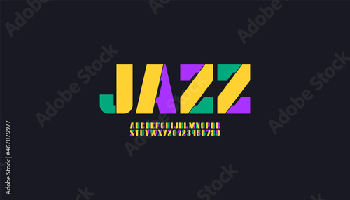 Abstract urban bold font, modern alphabet, stencil multi colored letters and numbers, vector illustration 10eps
