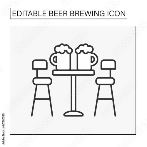  Drink line icon. Brewpub. Bar with alcohol drinks. Beer brewing concept. Isolated vector illustration. Editable stroke