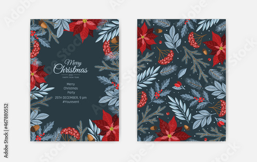 Collection of christmas greeting cards with christmas elements