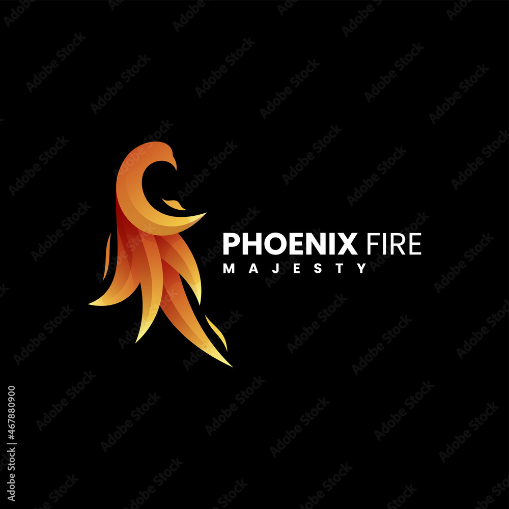 Fototapeta premium Vector Logo Illustration Phoenix Fire Gradient Colorful Style.