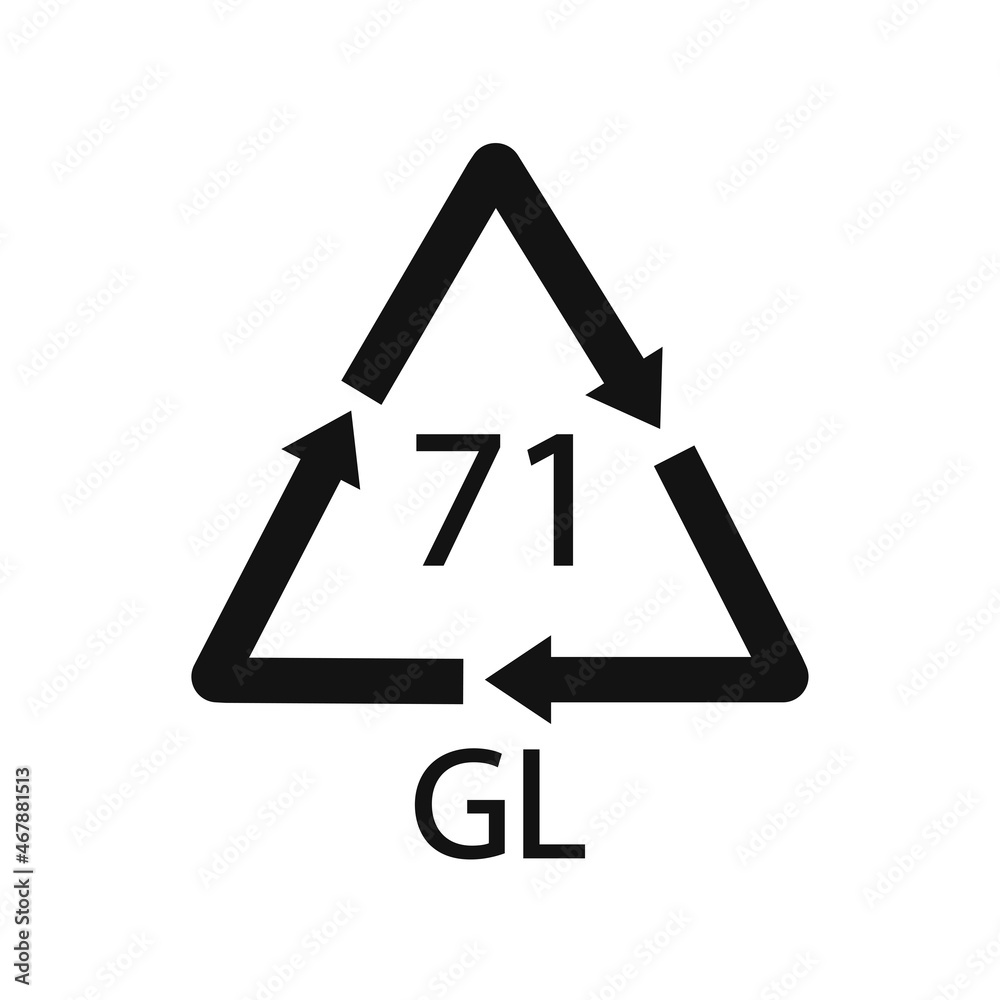 Green Glass recycling code 71 GL. Vector illustration Green Glass recycling code 71 GL. Vector illustration