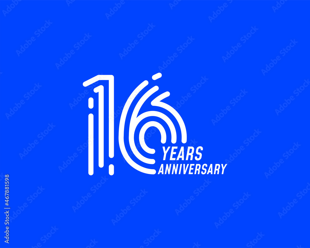 16 years anniversary logo with simple line design for celebration 16 years anniversary logo with simple line design for celebration