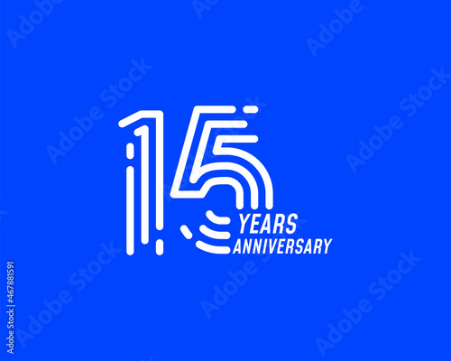 15 years anniversary logo with simple line design for celebration