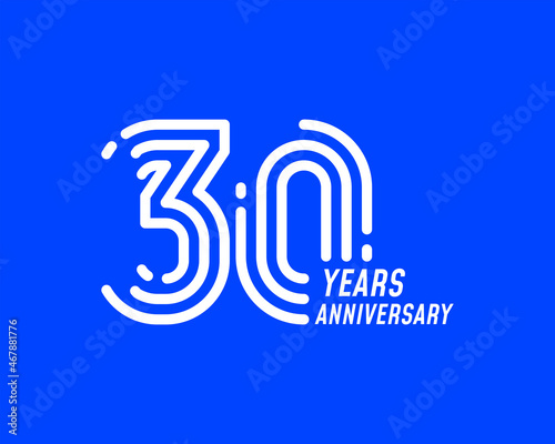 30 years anniversary logo with simple line design for celebration