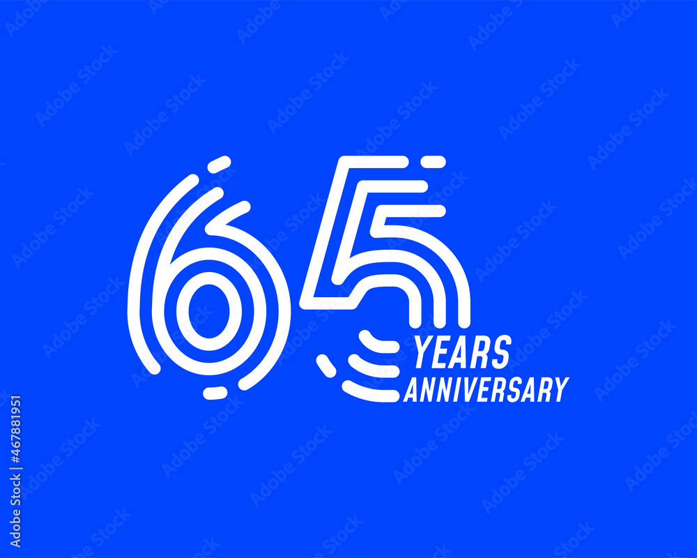 65 years anniversary logo with simple line design for celebration 65 years anniversary logo with simple line design for celebration