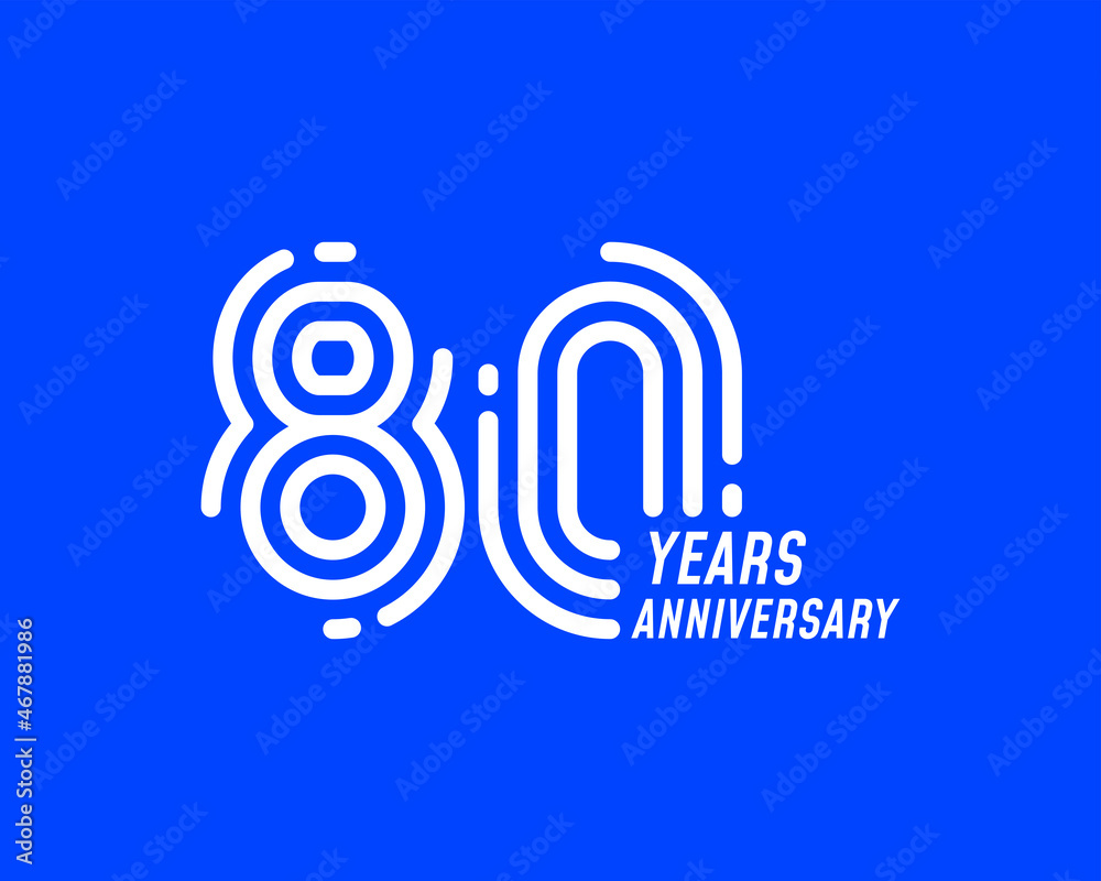 80 years anniversary logo with simple line design for celebration 80 years anniversary logo with simple line design for celebration