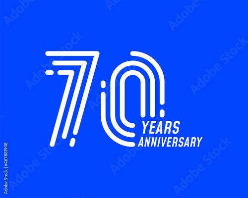 70 years anniversary logo with simple line design for celebration